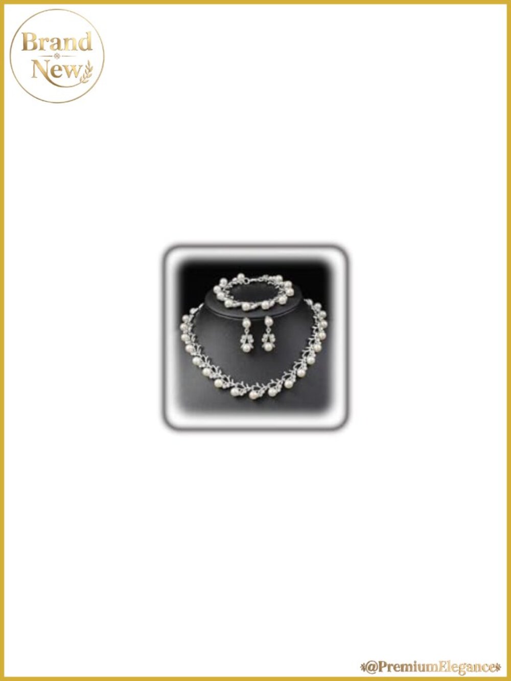Bridal Jewelry Set with Rhinestone Pearl Bracelet Necklace Earrings for Women